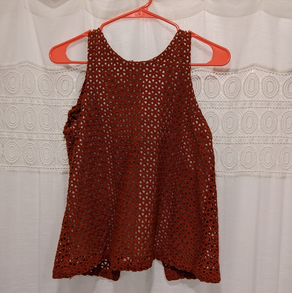 EUC Burnt Orange Backless Woven Top